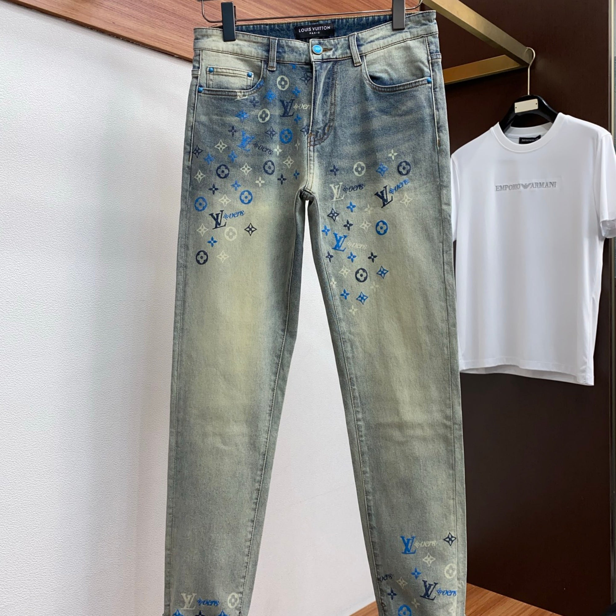 Louis Vuitton Logo-Embroidered Jeans