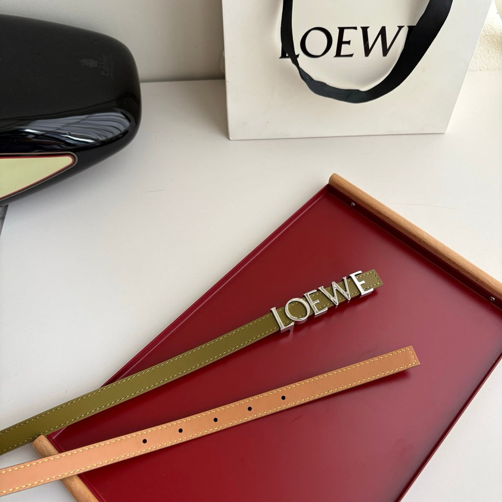 Loewe Women’s Leather Belt Anagram Buckle Classic Dress Waist Belt for Jeans Trousers Coat Casual Formal