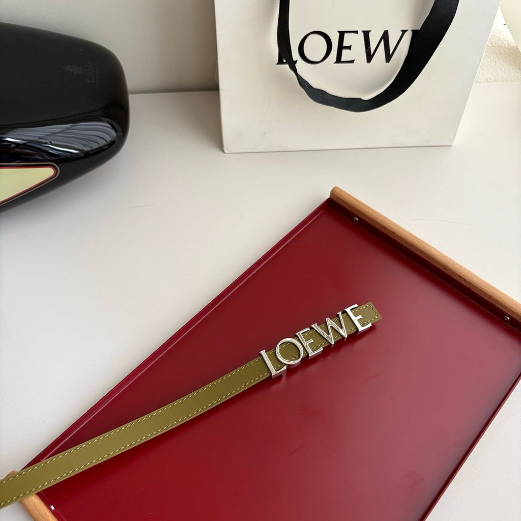 Loewe Women’s Leather Belt Anagram Buckle Classic Dress Waist Belt for Jeans Trousers Coat Casual Formal