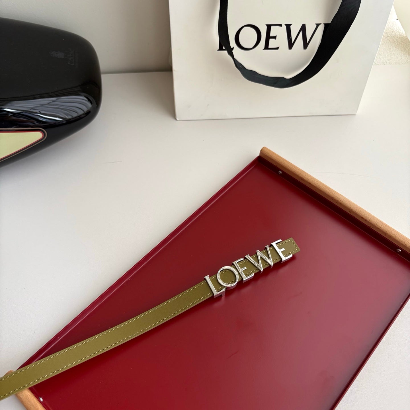Loewe Women’s Leather Belt Anagram Buckle Classic Dress Waist Belt for Jeans Trousers Coat Casual Formal