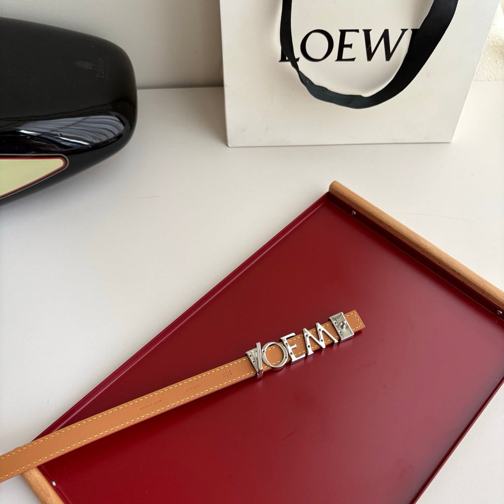 Loewe Women’s Leather Belt Anagram Buckle Classic Dress Waist Belt for Jeans Trousers Coat Casual Formal