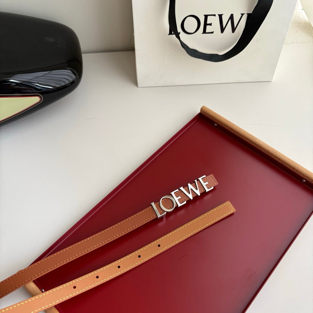 Loewe Women’s Leather Belt Anagram Buckle Classic Dress Waist Belt for Jeans Trousers Coat Casual Formal