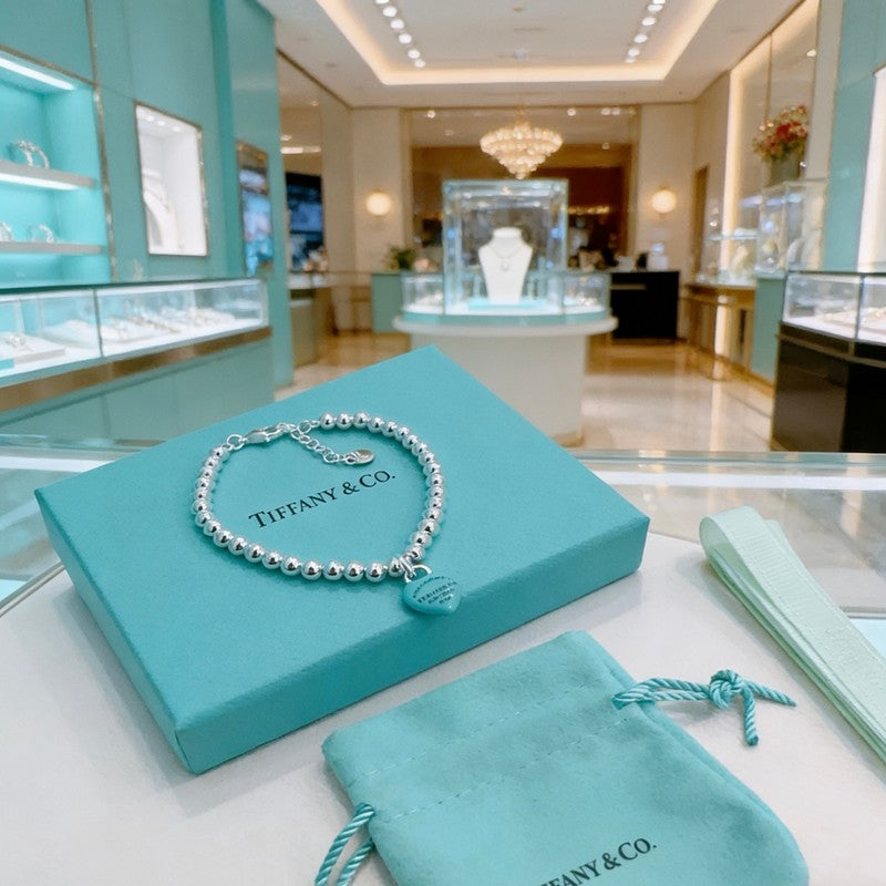 Tiffany Return to Big Blue Heart Tag Bead 18K Gold Bracelet