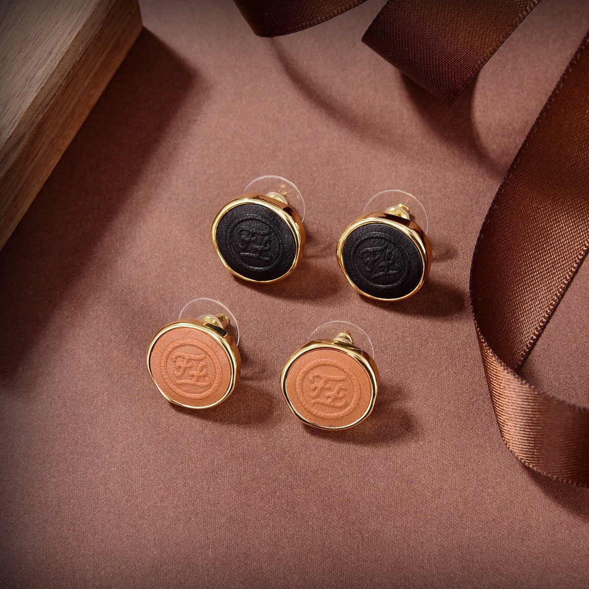 Fendi Vintage Color 18K Gold Earrings