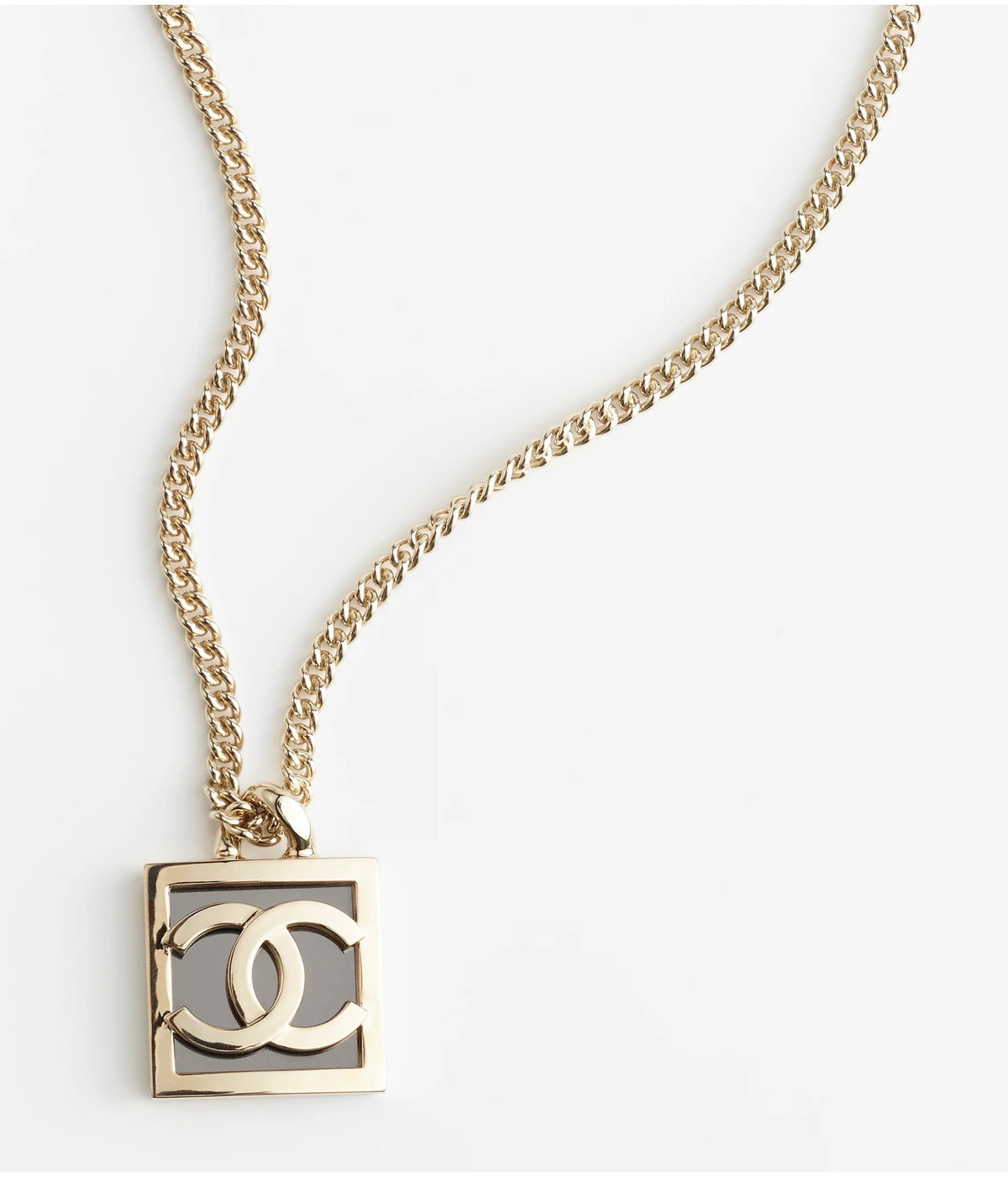 Chanel Square Logo 18K Gold Necklace
