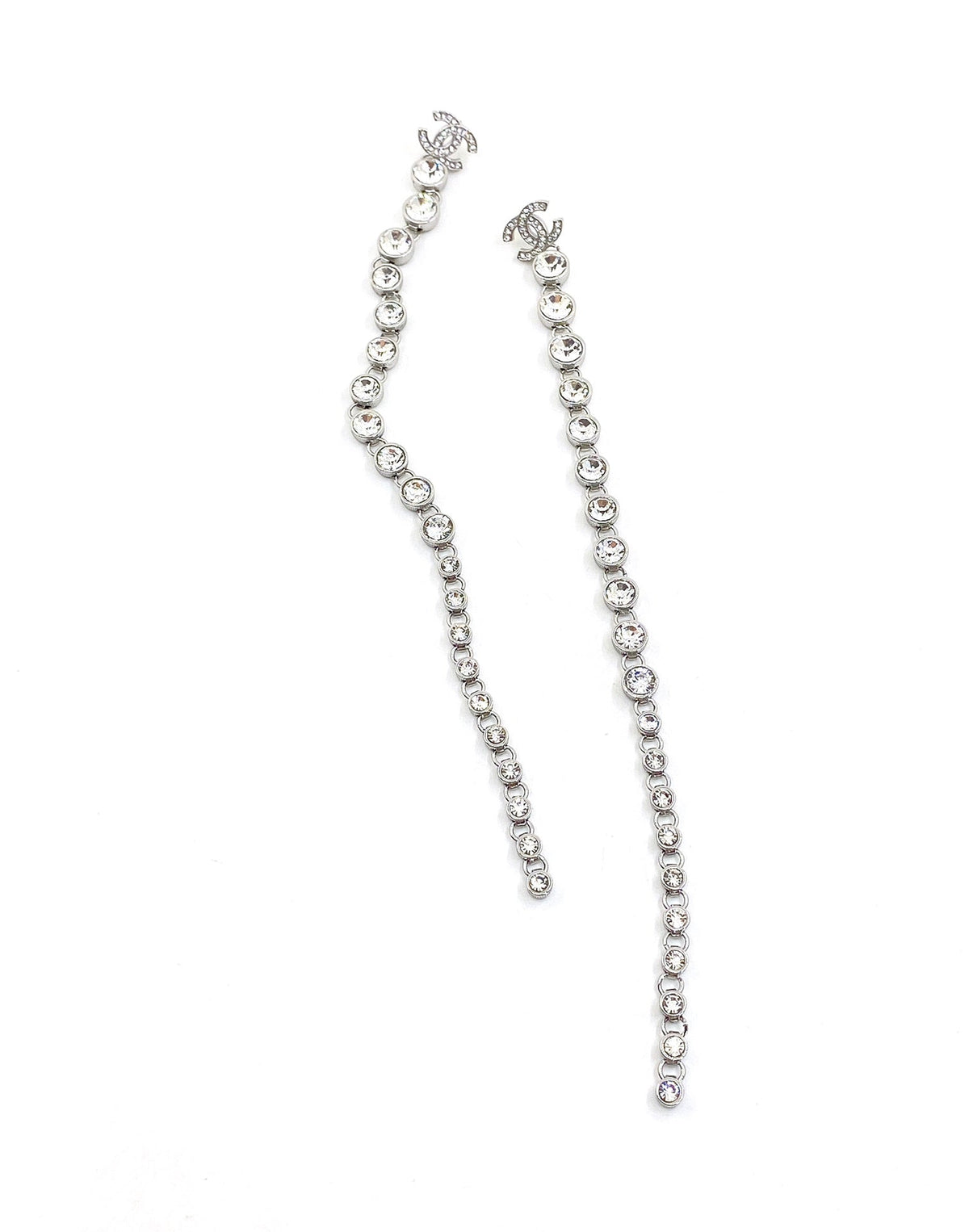 Chanel Long Crystals 18K Gold Earrings