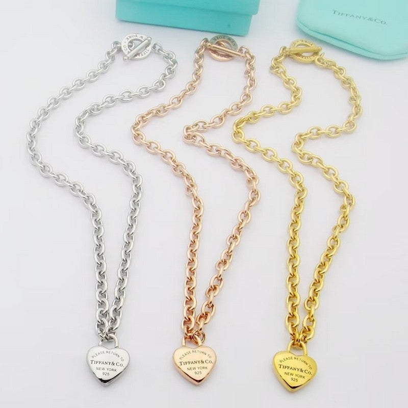 Tiffany Return to Full Heart Tag Chain 18K Gold Necklace