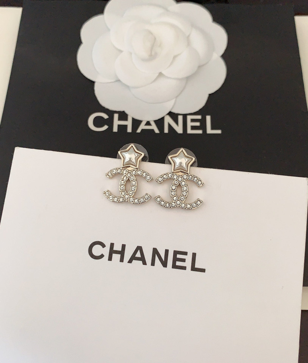 Chanel Star Crystals 18K Gold Earrings