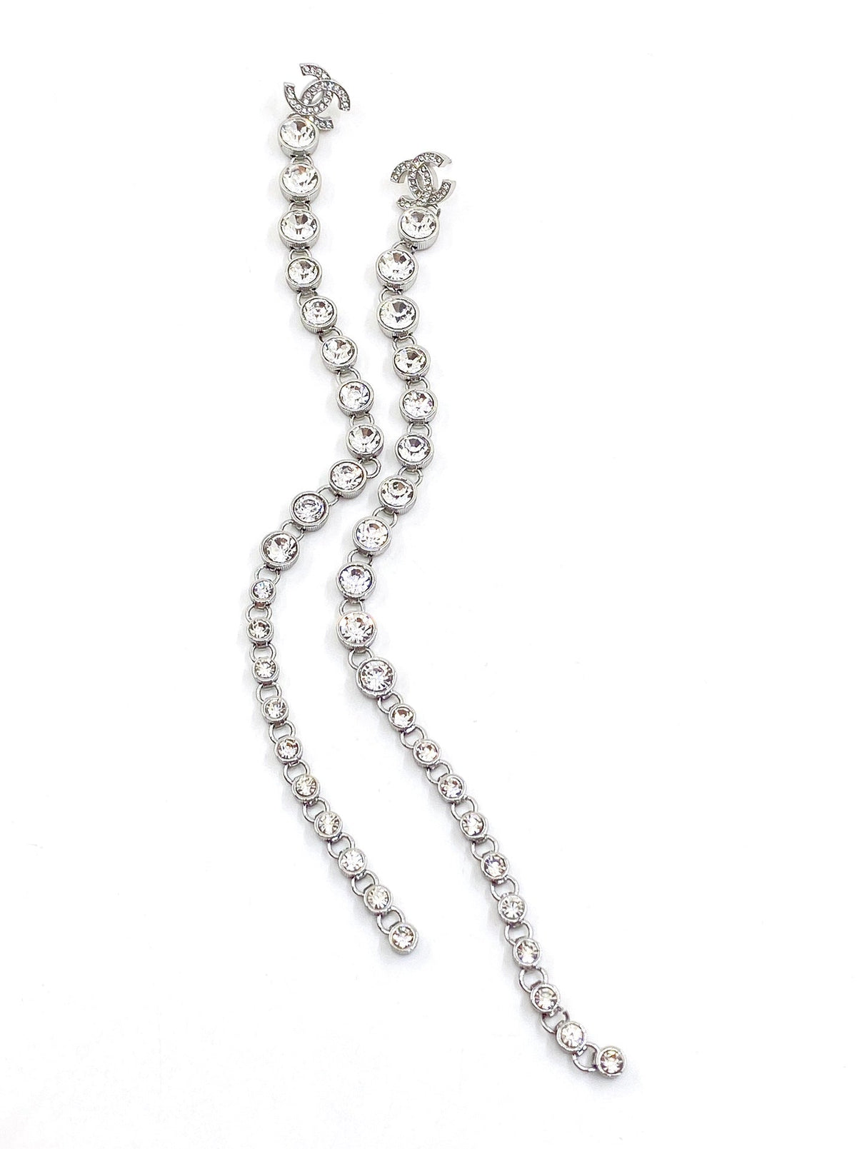 Chanel Long Crystals 18K Gold Earrings