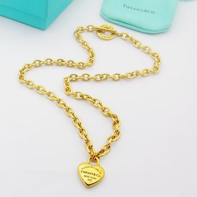 Tiffany Return to Full Heart Tag Chain 18K Gold Necklace