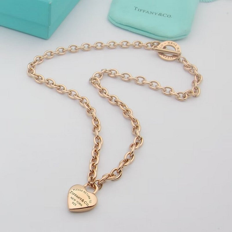 Tiffany Return to Full Heart Tag Chain 18K Gold Necklace