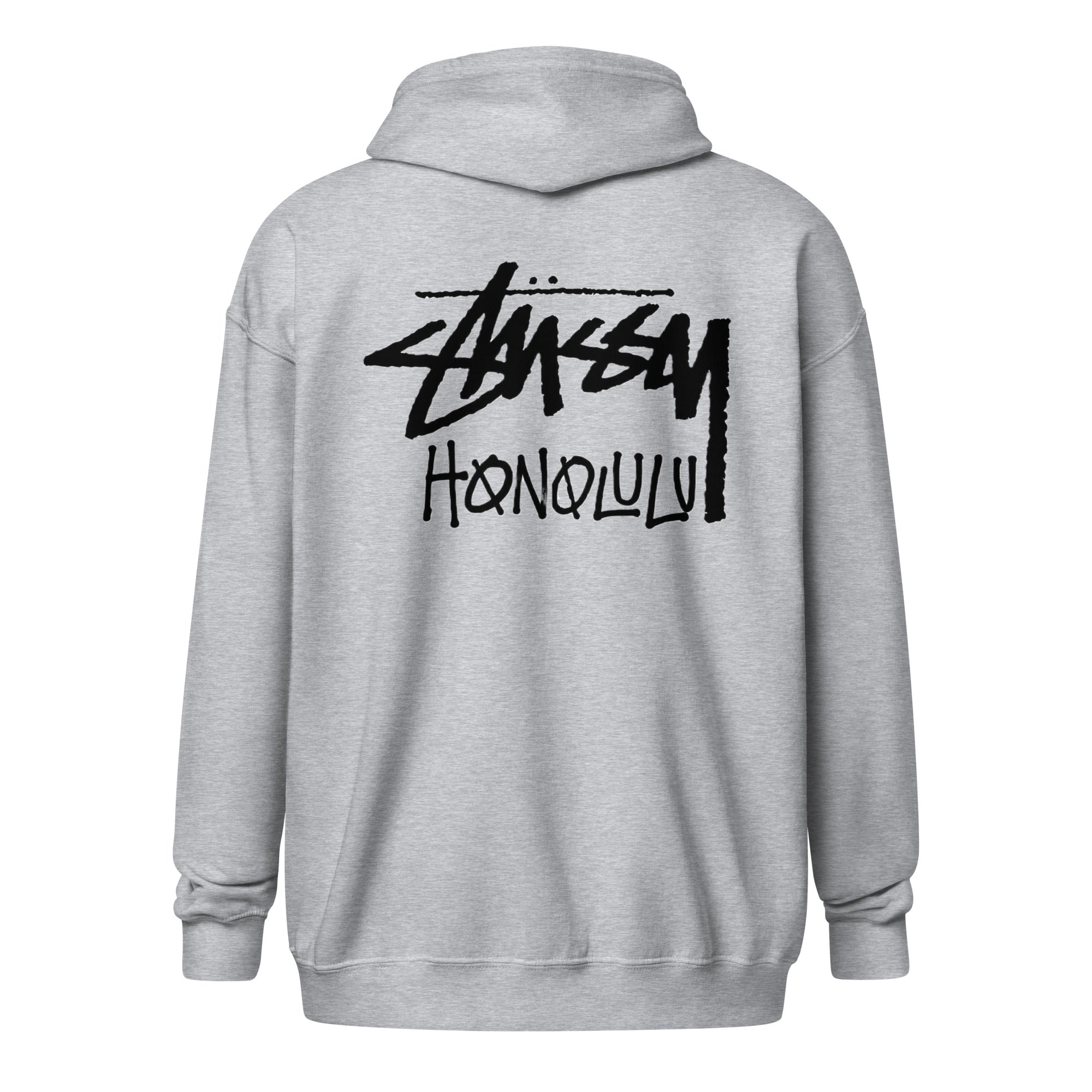 Stussy Honolulu Fleece Zip-Up Hoodie in Grey C